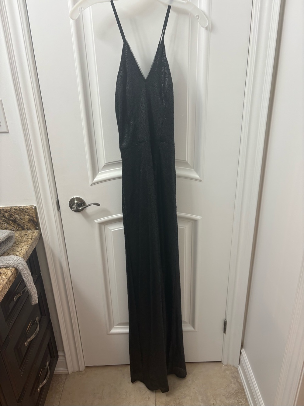 Studio Black Sequin Spaghetti Strap Maxi